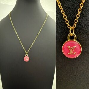 LV Gold and Pink Pendant Necklace